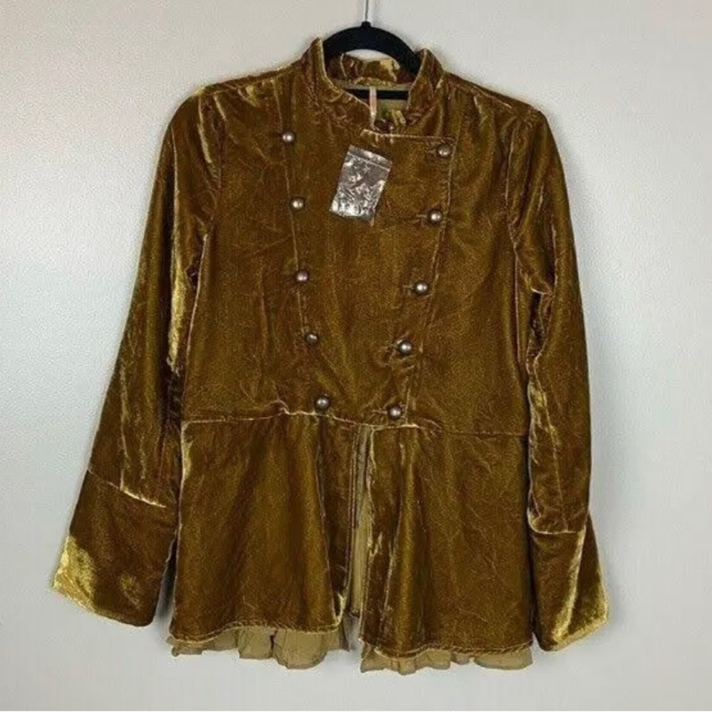 Free People Faye Velvet Jacket Tobacco - Picture 3 of 8